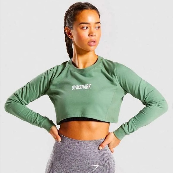 Gymshark Training Cropped Sweater - Green (small) - Picture 1 of 7